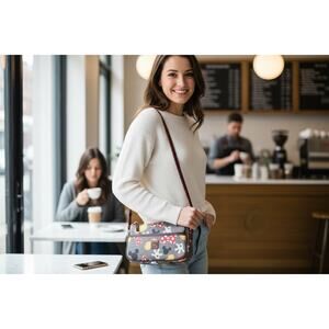 Disney Parks Dooney & Bourke Retro Mickey & Minnie Mania Pouchette Crossbody Bag